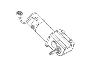 Sketch of the Right Motor Assembly for Jet 7 power chairs, showing the mechanical components such as the motor, solenoid brake, motor brushes, and assembly parts, designed for models made before October 8, 2003.