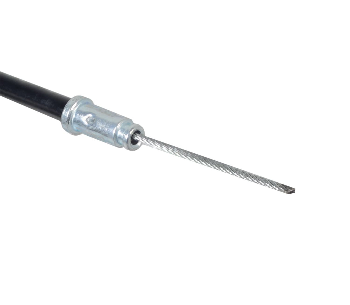 Close-up of a 79 throttle cable for the Coleman KT196 196cc 6.5 Hp Go-Kart, highlighting its metal construction and coiled design.