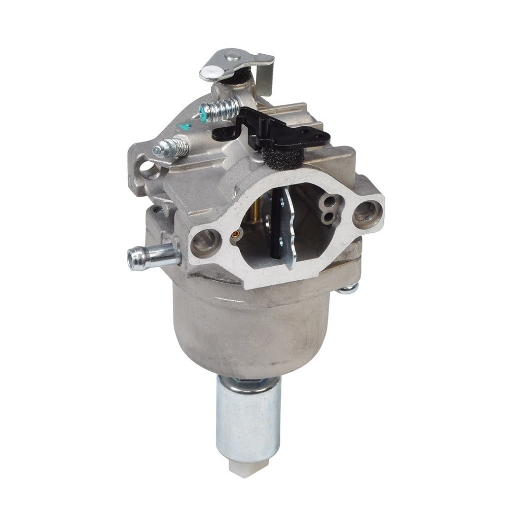 Carburetor 799727 & 698620 with Gasket for Briggs & Stratton Engines, featuring a close-up of the metal component with visible screws and a silver cylinder.