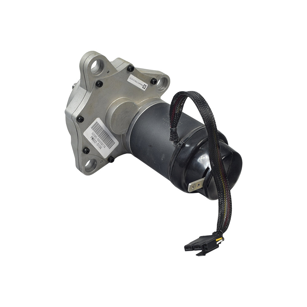 Close-up of the Motor with GC3 Connector for Jazzy Select, Select 6, and Select 6 Ultra Power Chairs, showing the mechanical components, axle key, freewheel lever, and mounting hardware.