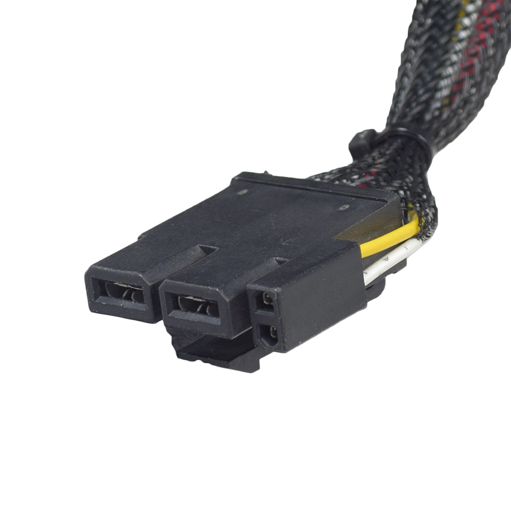 Close-up of a motor with GC3 connector for Jazzy Select, Select 6, & Select 6 Ultra power chairs, featuring visible cables and connectors.