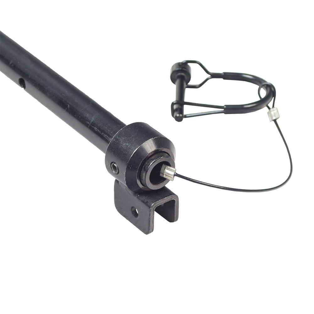 Front and Rear Horizontal Trapeze Crossbar for Jazzy, Jet, & Quantum Power Chairs. A black metal rod with an attached wire and screws, essential for securely fastening the seat to the base.