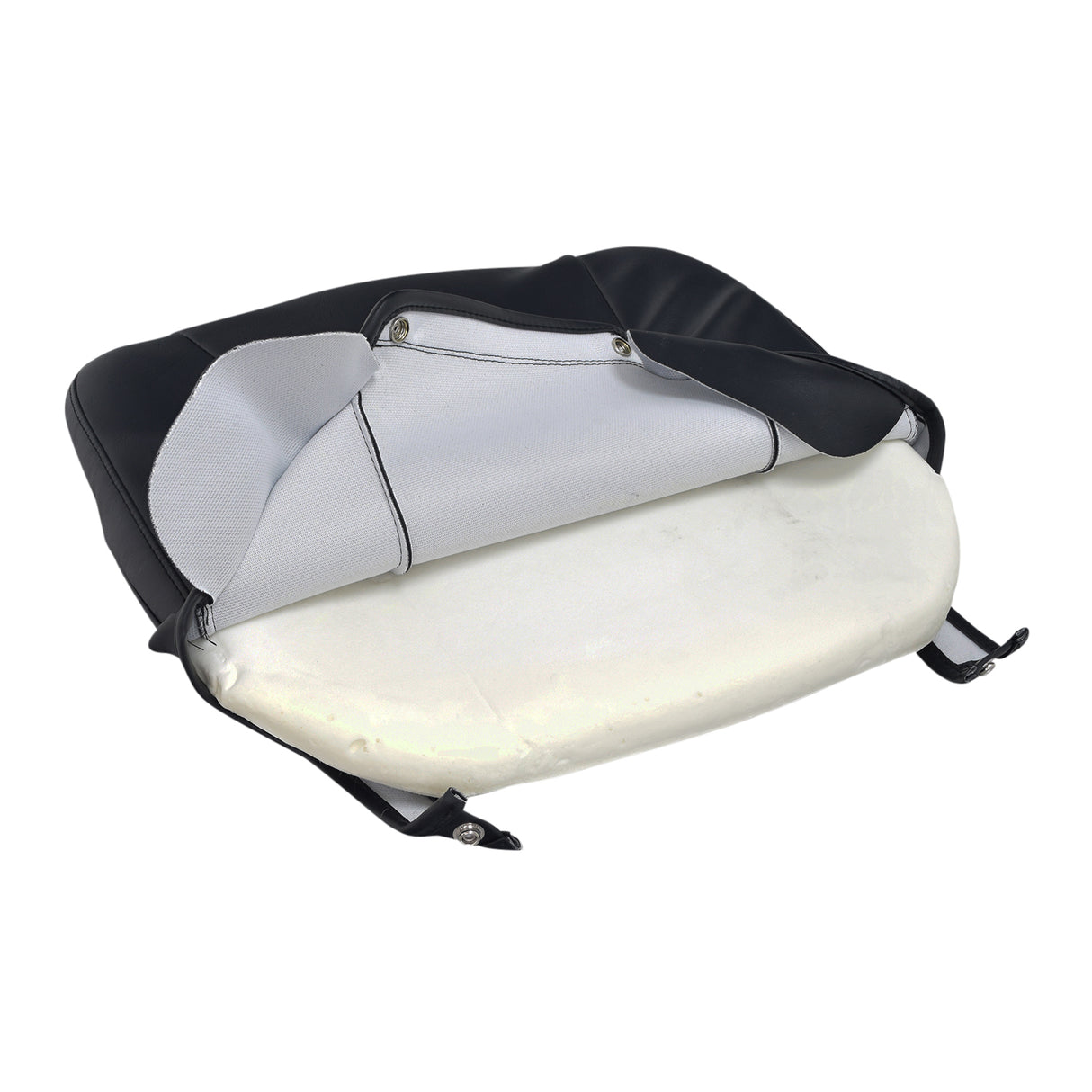 Black Vinyl Seat Base for Go-Go and Pride Revo (SC60/SC63/SC64) Mobility Scooters (Blemished), featuring a close-up of the seat's vinyl cover with visible zippers and foam insert.