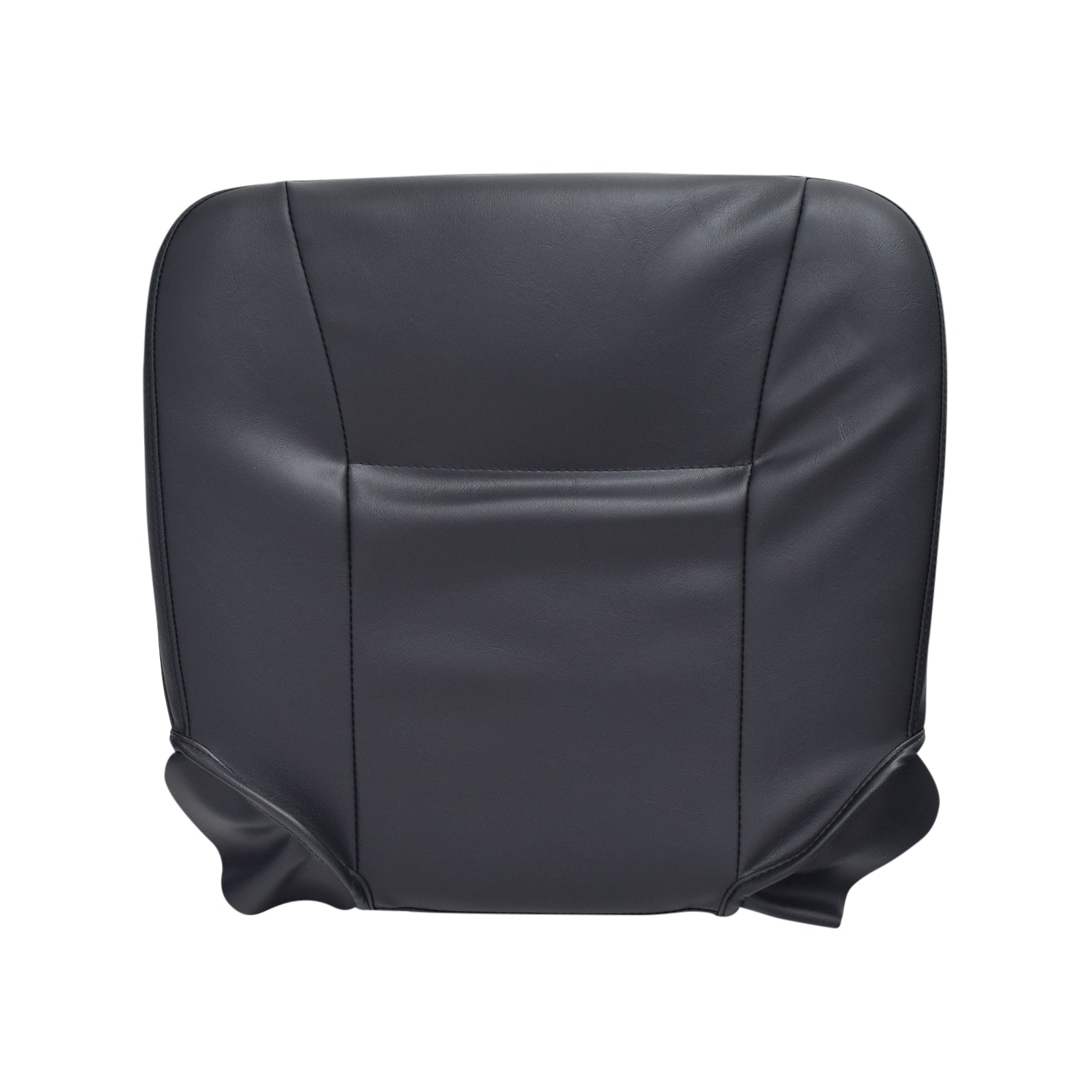 Black Vinyl Seat Base for Go-Go and Pride Revo (SC60/SC63/SC64) Mobility Scooters, featuring a black leather cushion with foam insert, shown close-up on a white background.