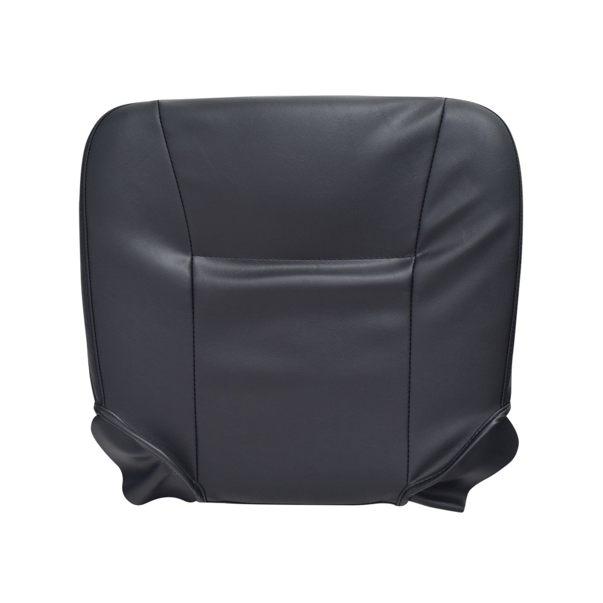 Black Vinyl Seat Base for Go-Go and Pride Revo (SC60/SC63/SC64) Mobility Scooters, featuring a black leather cushion with foam insert, shown close-up on a white background.