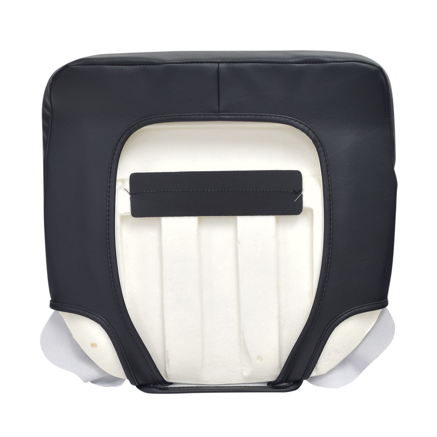 Black Vinyl Seat Base for Go-Go and Pride Revo (SC60/SC63/SC64) Mobility Scooters (Blemished), featuring a padded seat with white stitching and a black vinyl cover, including a foam insert.