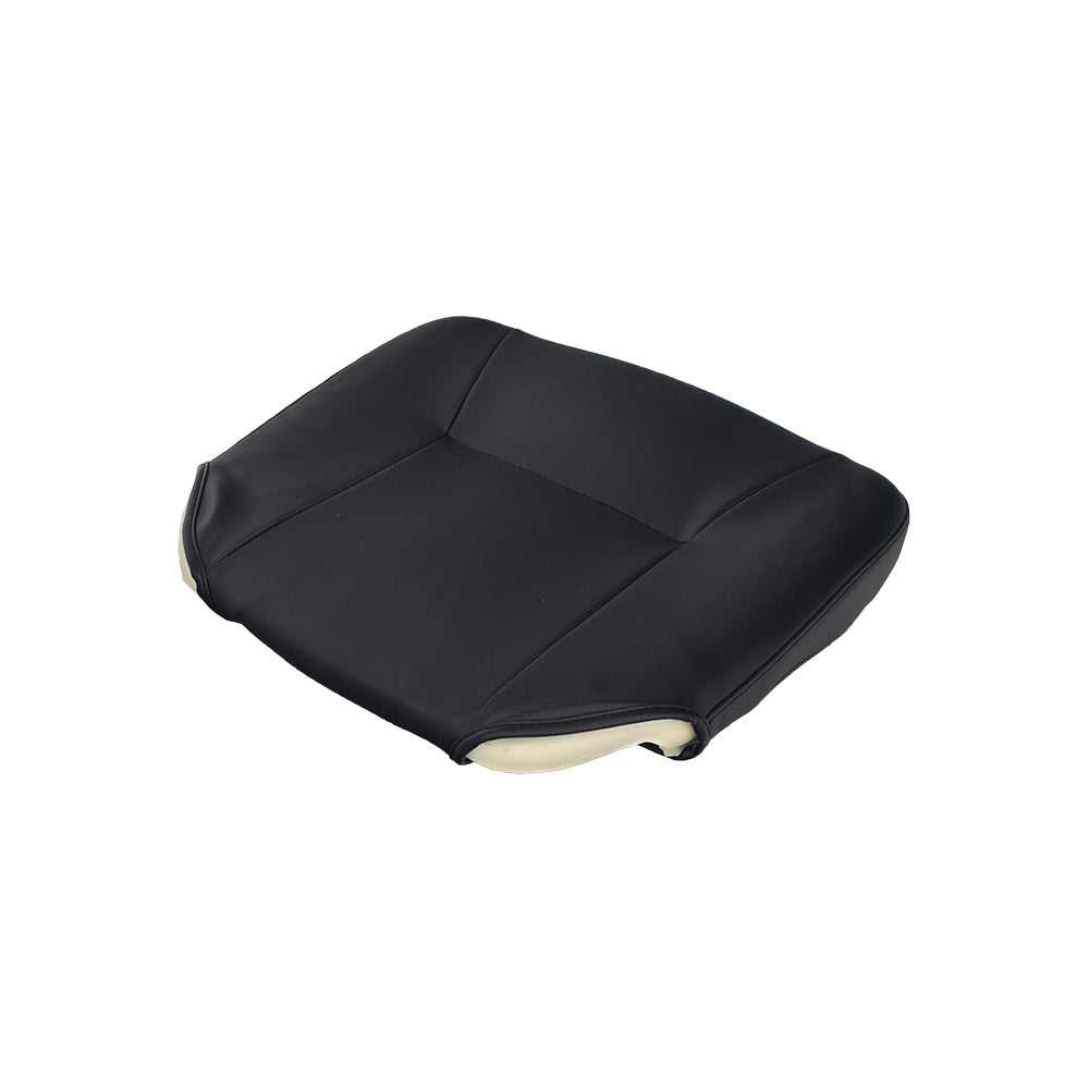 Black Vinyl Seat Base Cover for Victory 10 (SC610/SC710) Mobility Scooters features cushioned foam insert and visible tan trim, designed for a snug and comfortable fit.