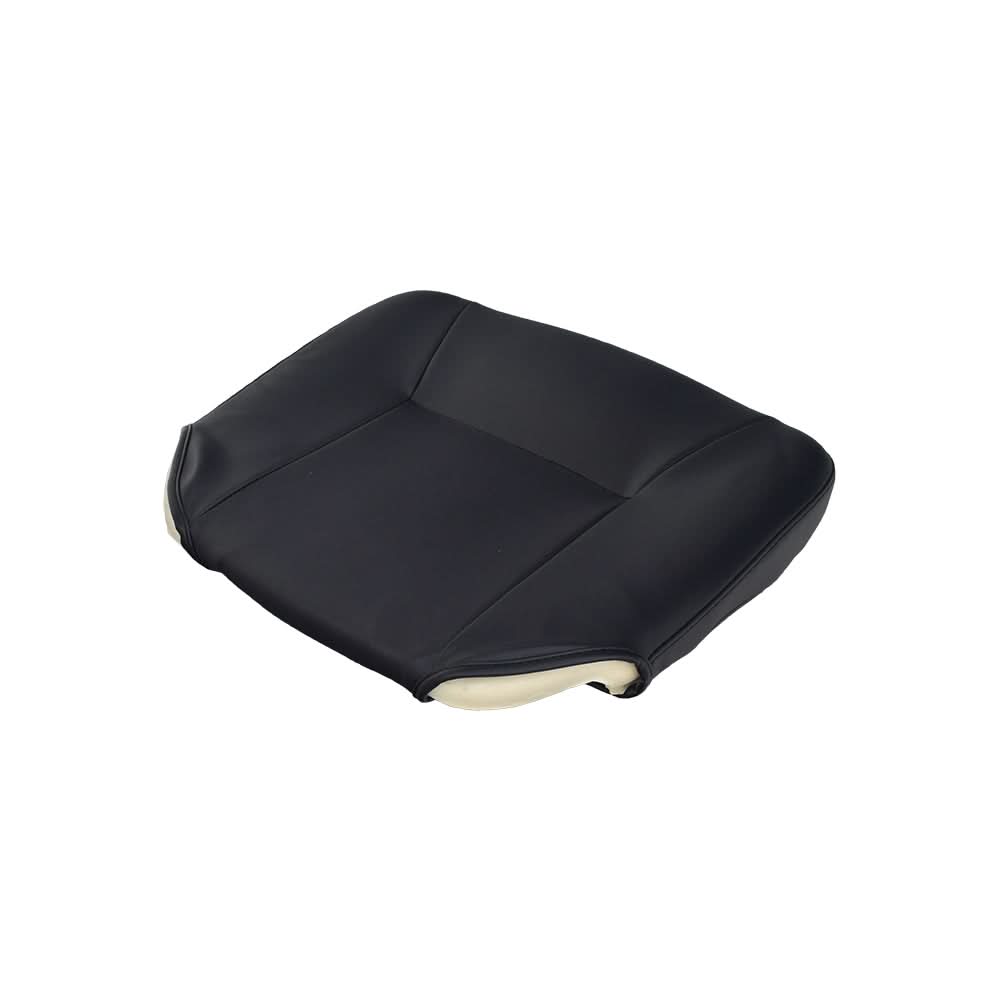 Black Vinyl Seat Base Cover for Victory 10 (SC610/SC710) Mobility Scooters features cushioned foam insert and visible tan trim, designed for a snug and comfortable fit.