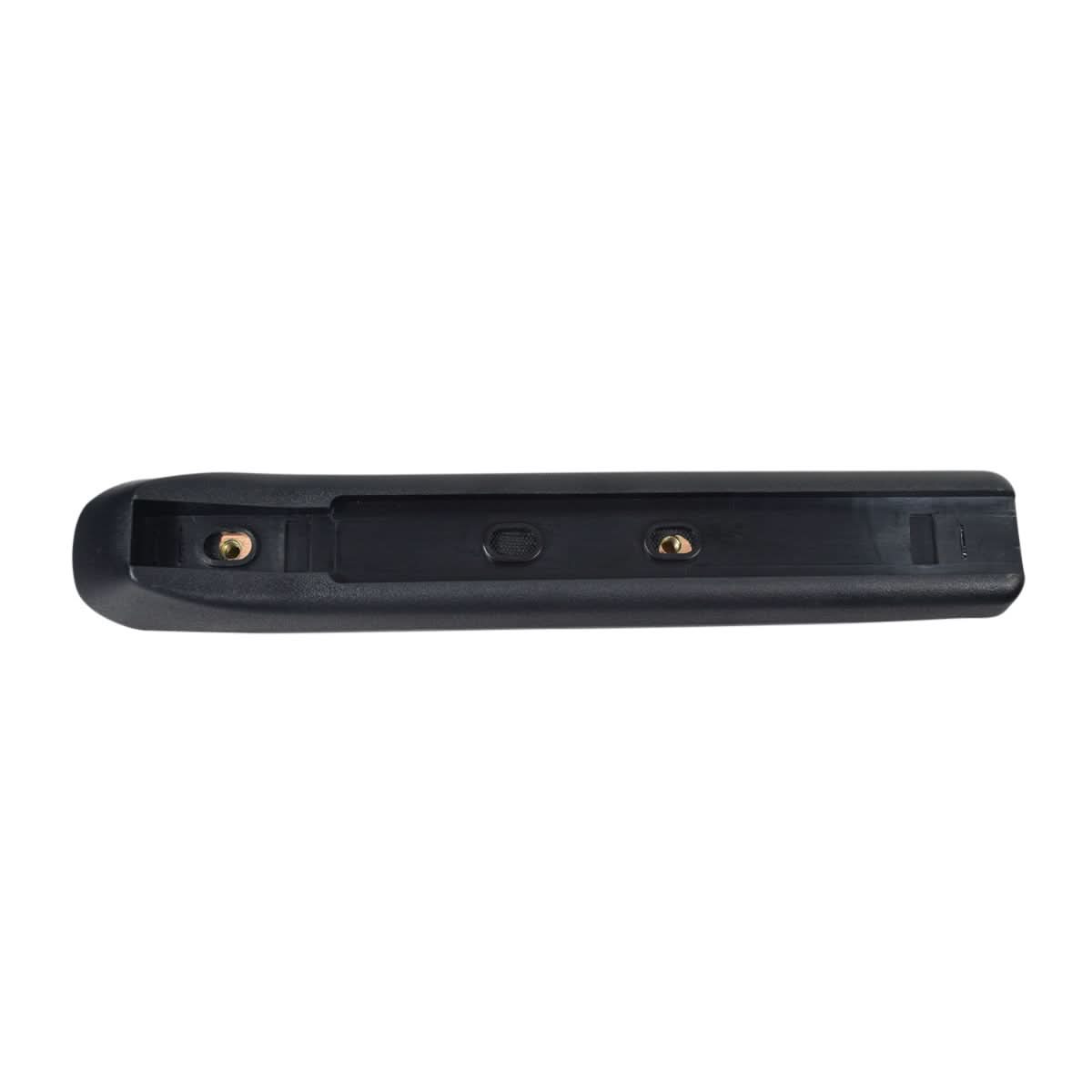 12 Black Vinyl Armrest Pad for the Pride Victory 9 and 10 mobility scooters, featuring a rectangular design with multiple holes, suitable for various compatible scooter models.