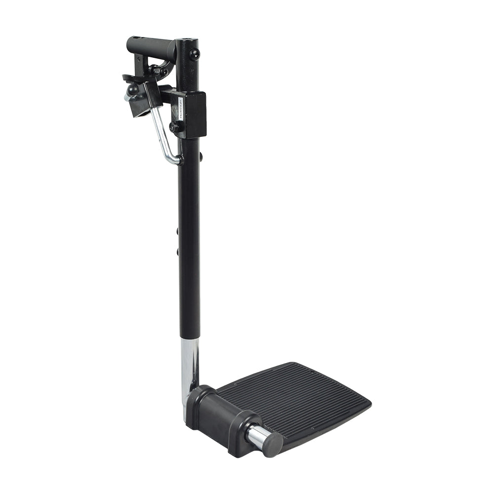 Elevating Leg Rest Style 12 with 8-1/2x6 Footplate for Jazzy and Jet Power Chairs, featuring a black foot pedal, adjustable stand with handle, and three control buttons.