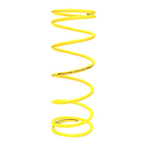 Performance Compression Spring for 50cc, 125cc, and 150cc GY6 Engines, coiled and prominently displayed, designed to engage the belt and regulate CVT transmission gear changes.