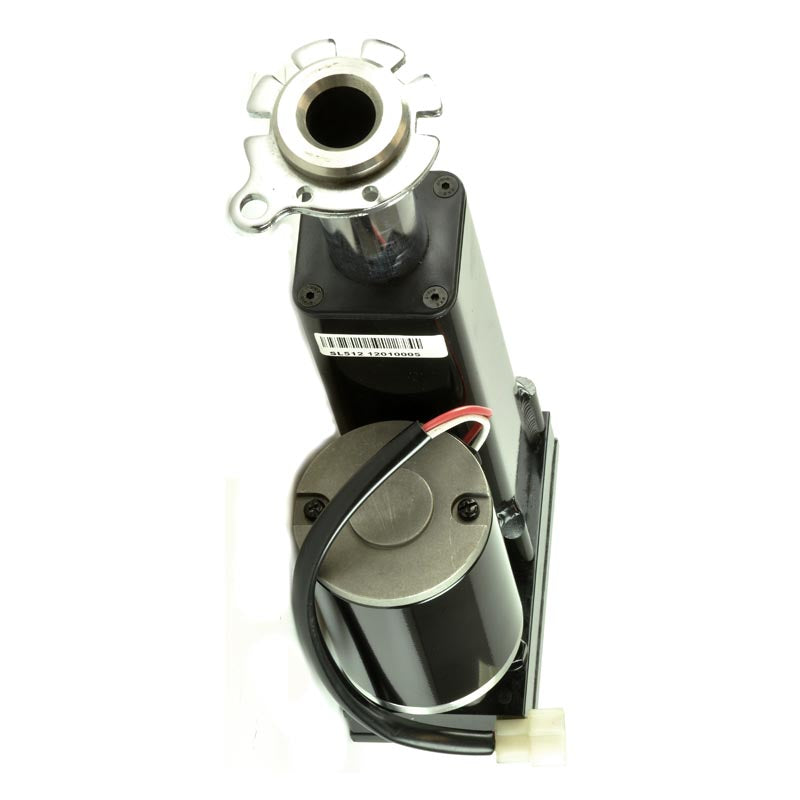 Power Seat Lift for the Rascal 312 Turnabout, showing a black and silver device with an electric motor and pedestal, featuring a wire and visible components for seat elevation.