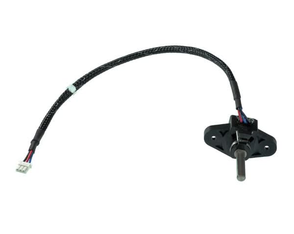 5K Ohm Throttle Potentiometer (Throttle Pot) Assembly with Rear Mounted Wiring Harness, featuring a black electrical device with wires, suitable for various Pride mobility scooters, requiring custom wiring.