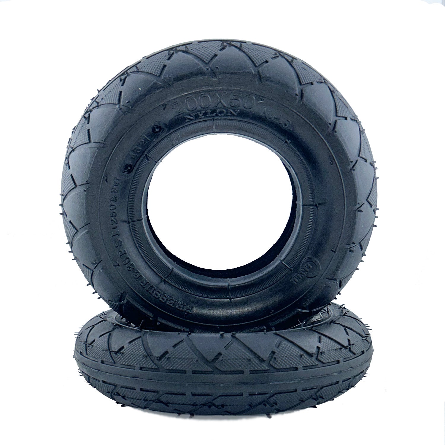 200x50 (8x2) Tire for the Razor E200 electric scooter, showing close-up treads and a smooth street-ready design, ideal for various scooter models.