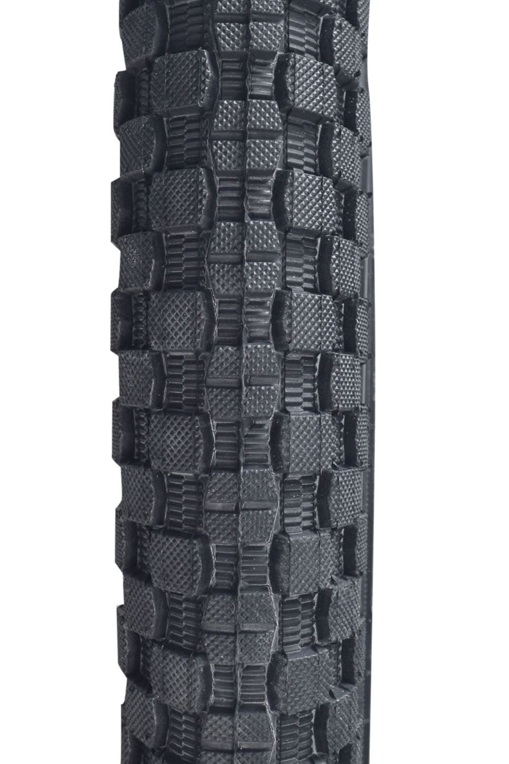 16x2.125 Bicycle Tire with K905 K-Rad Tread, showing a close-up of the black rubber tire's textured surface, ideal for replacing old bike tires.