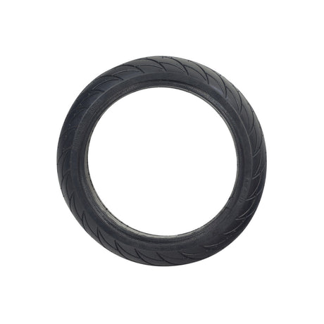 200x50 (8x2) Solid Tire for Ninebot by Segway Electric Scooters, showcasing a low-siped street tread optimized for hard city pavement, ensuring a flat-free ride on a solid rubber tire.