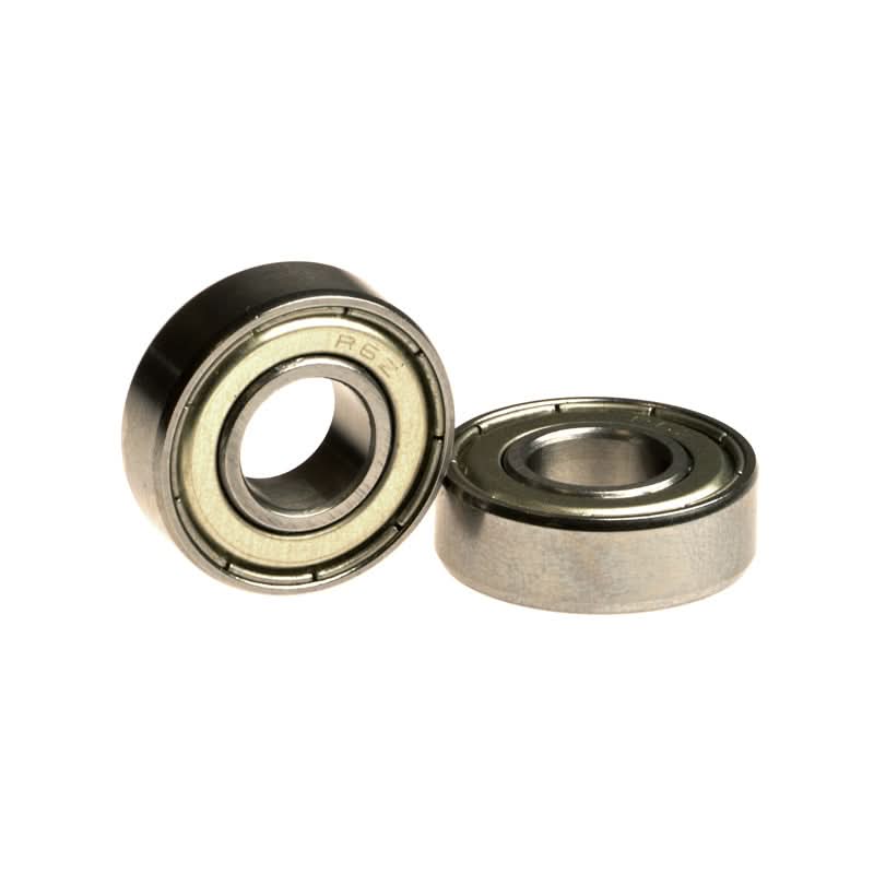 Close-up of R6Z Shielded Wheel Bearings for Mobility Scooters and Power Chairs (Set of 2), showcasing high-strength steel construction with protective metal shields and self-lubricating features.