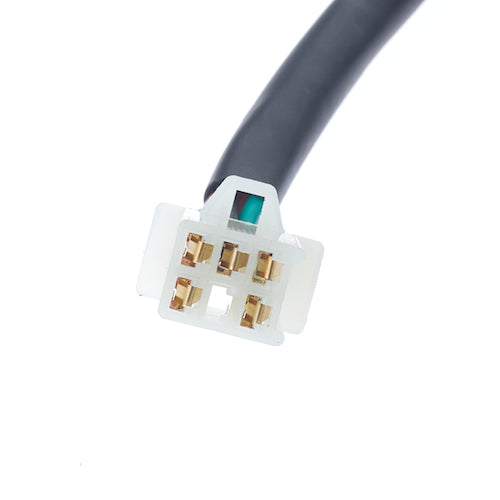 Close-up of the 5 Pin 5 Wire HK-D Rectifier (Voltage Regulator) with Female Connector for 125cc-250cc GY6/QMB139 Scooter Engines, showcasing the plug and wire connector.