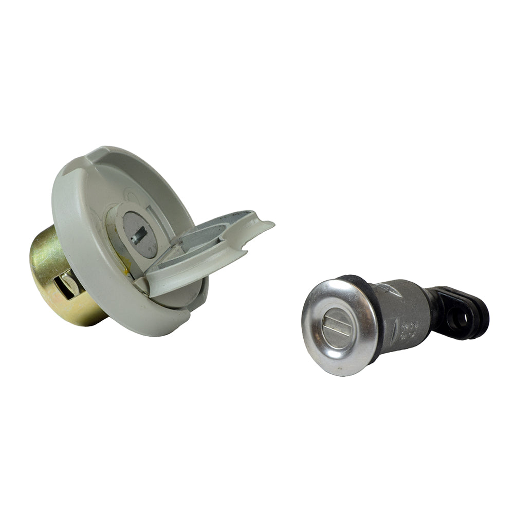 Close-up of a 50cc, 125cc, and 150cc Scooter Ignition Module (Key Switch) Complete Assembly with Keys and 4 Pin Connector (Blemished).