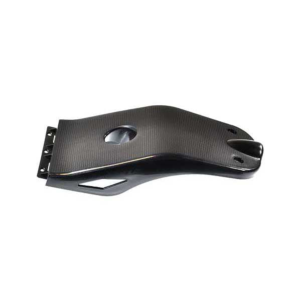 Black Kicktail Deck for the eZip 400 (Blemished) - a close-up of a black metal object with holes, showcasing its rear kicktail design. Suitable for replacing or upgrading your eZip 400.