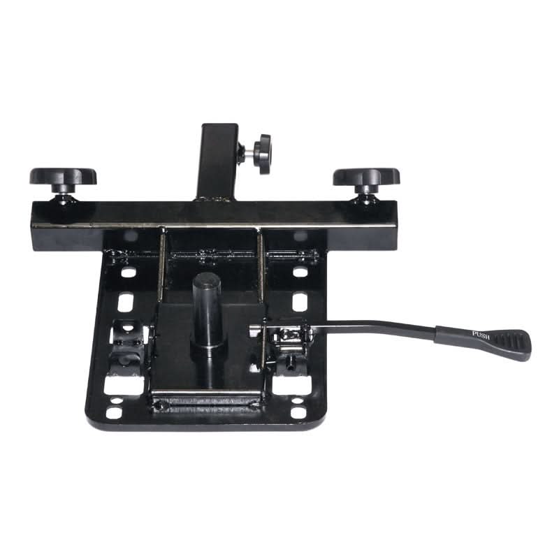 Seat Swivel Assembly for Golden Technologies Scooters (Blemished) showing black metal object with knobs, handle, and seat post visible.