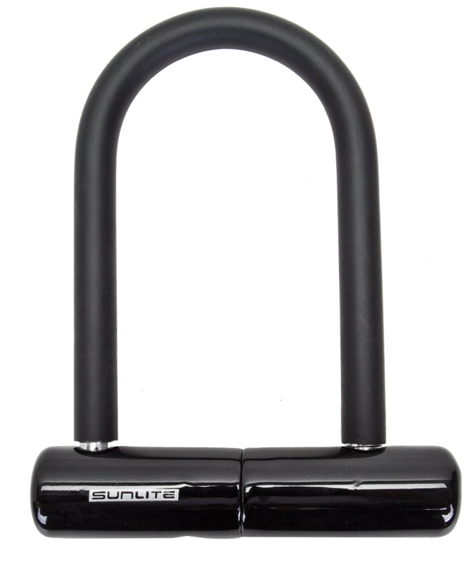 Soft Touch U-Lock with dual black handles, ideal for securing bikes and scooters.