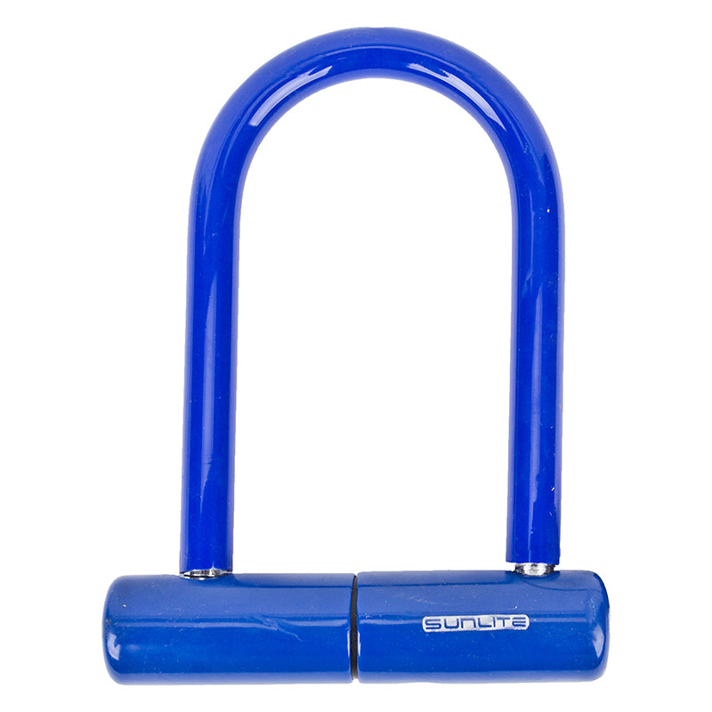 Soft Touch U-Lock by Sunlite, designed for bikes and scooters, featuring a sturdy U-shaped frame.