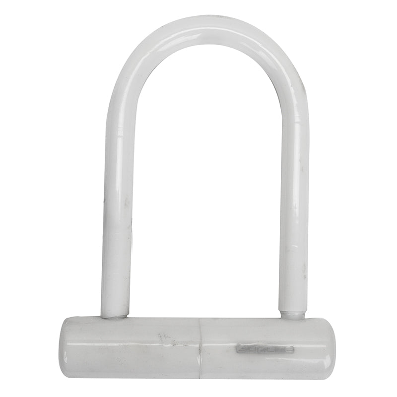 Soft Touch U-Lock for bikes or scooters shown with a sturdy handle, highlighting its practical design.