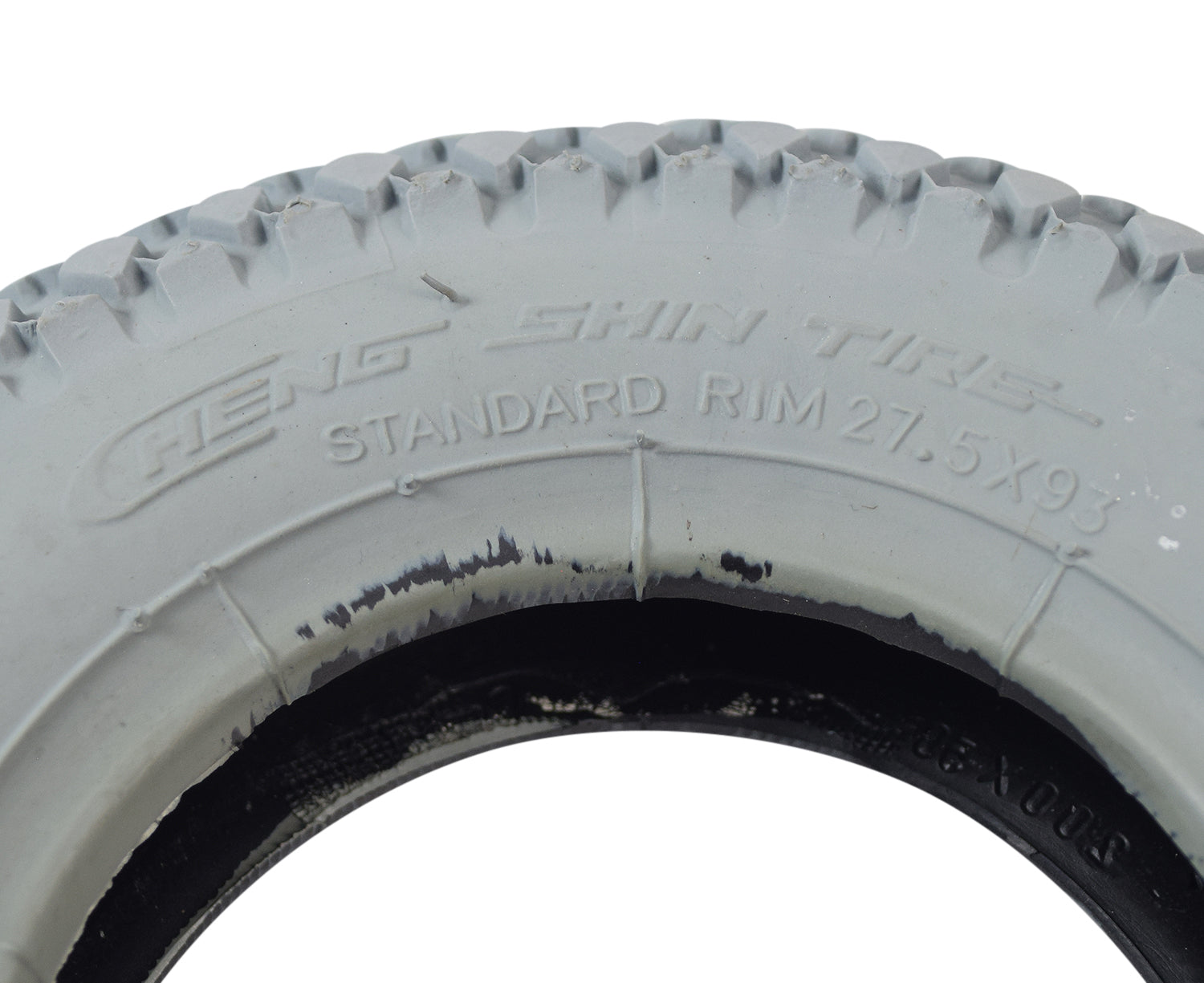 8x2 (200x50) Mobility Tire and Tube Set with Knobby Tread, close-up view highlighting the tire's textured, knobby tread pattern designed for versatile use on mobility scooters and power chairs.