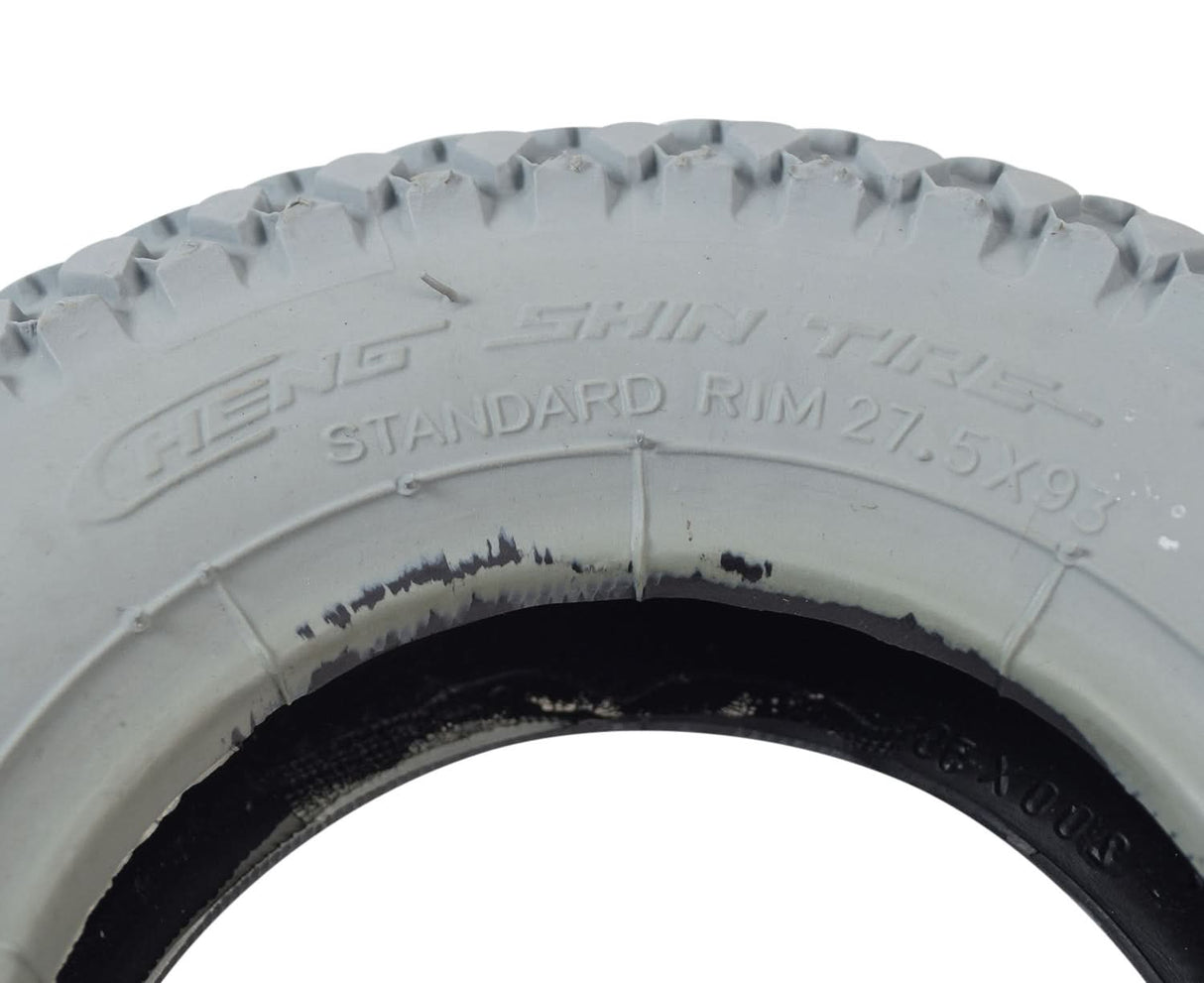 8x2 (200x50) Mobility Tire and Tube Set with Knobby Tread, close-up view highlighting the tire's textured, knobby tread pattern designed for versatile use on mobility scooters and power chairs.