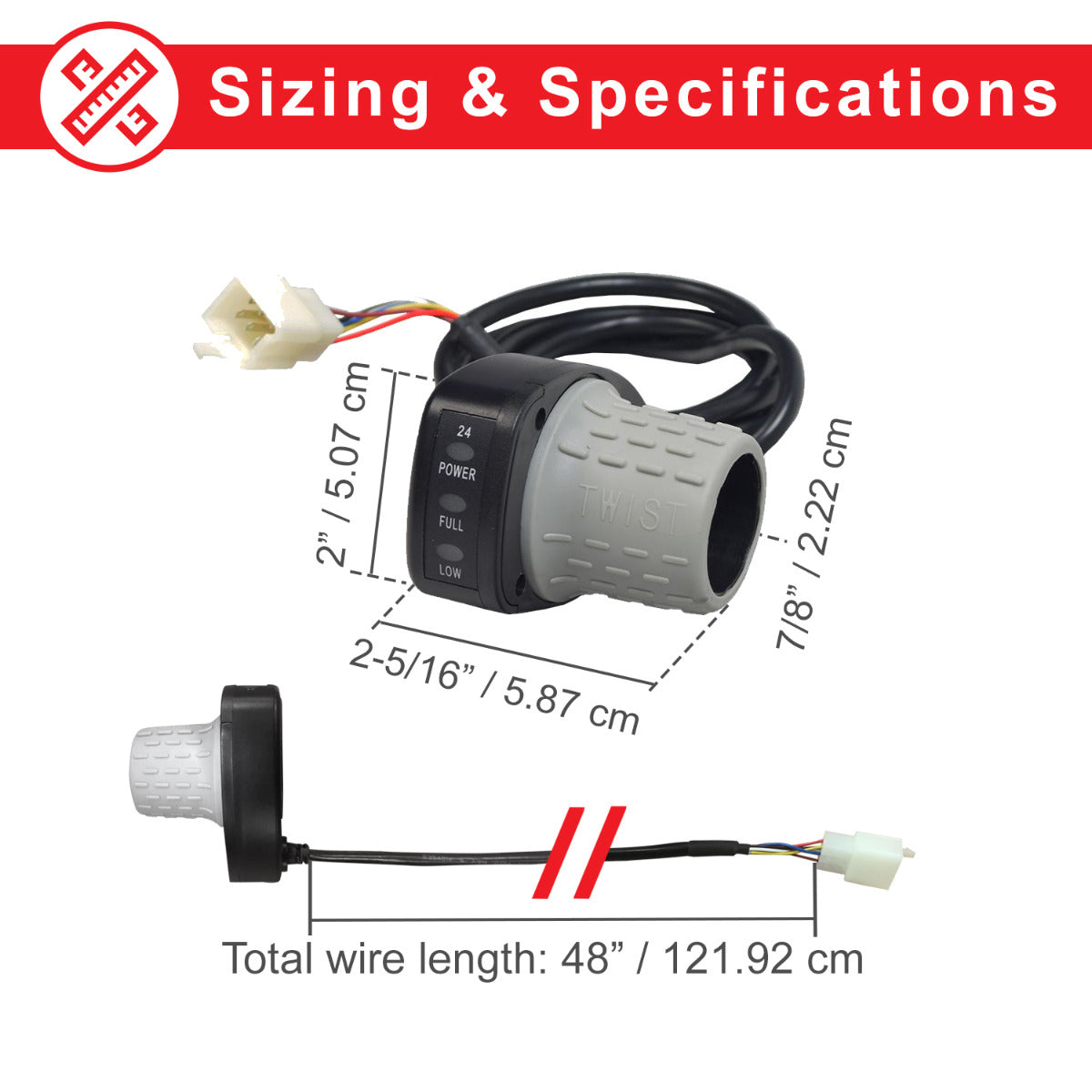 Razor Pocket Mod (Versions 13-44) HB2430-TYD6-FS 6-Wire Throttle & Control Module Bundle showing a detailed diagram with wiring and components.