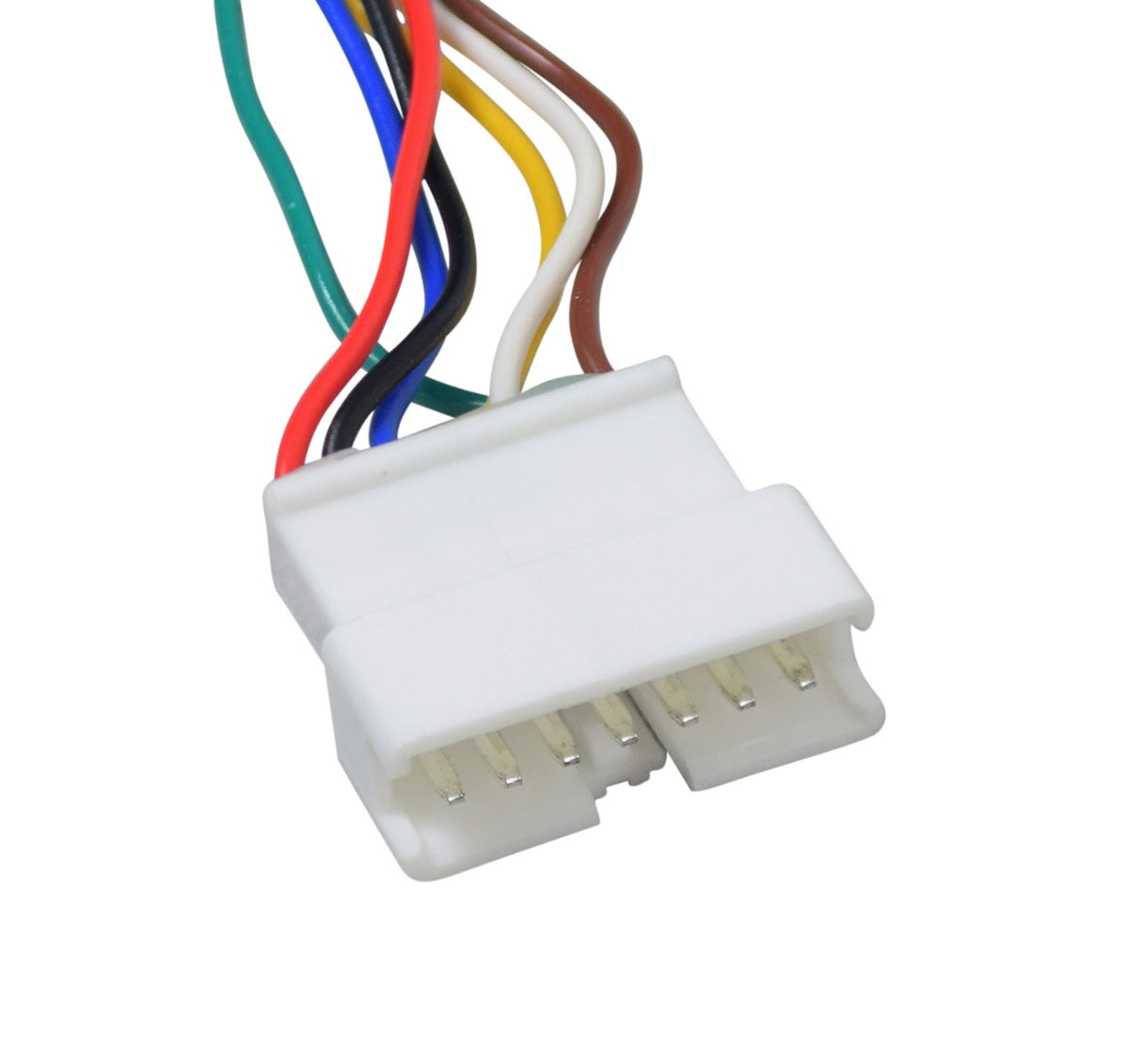 Close-up of the Throttle, Grip, & Key Switch for the Swagtron EB7 Elite Commuter Electric Bicycle, showing the white connector with colored wires and electronic display components.