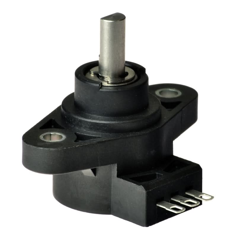 Throttle Potentiometer Assembly for the Golden Technologies Companion I & II (GC240, GC340, and GC440), showing a close-up of the black and silver metal device with visible wiring and components.