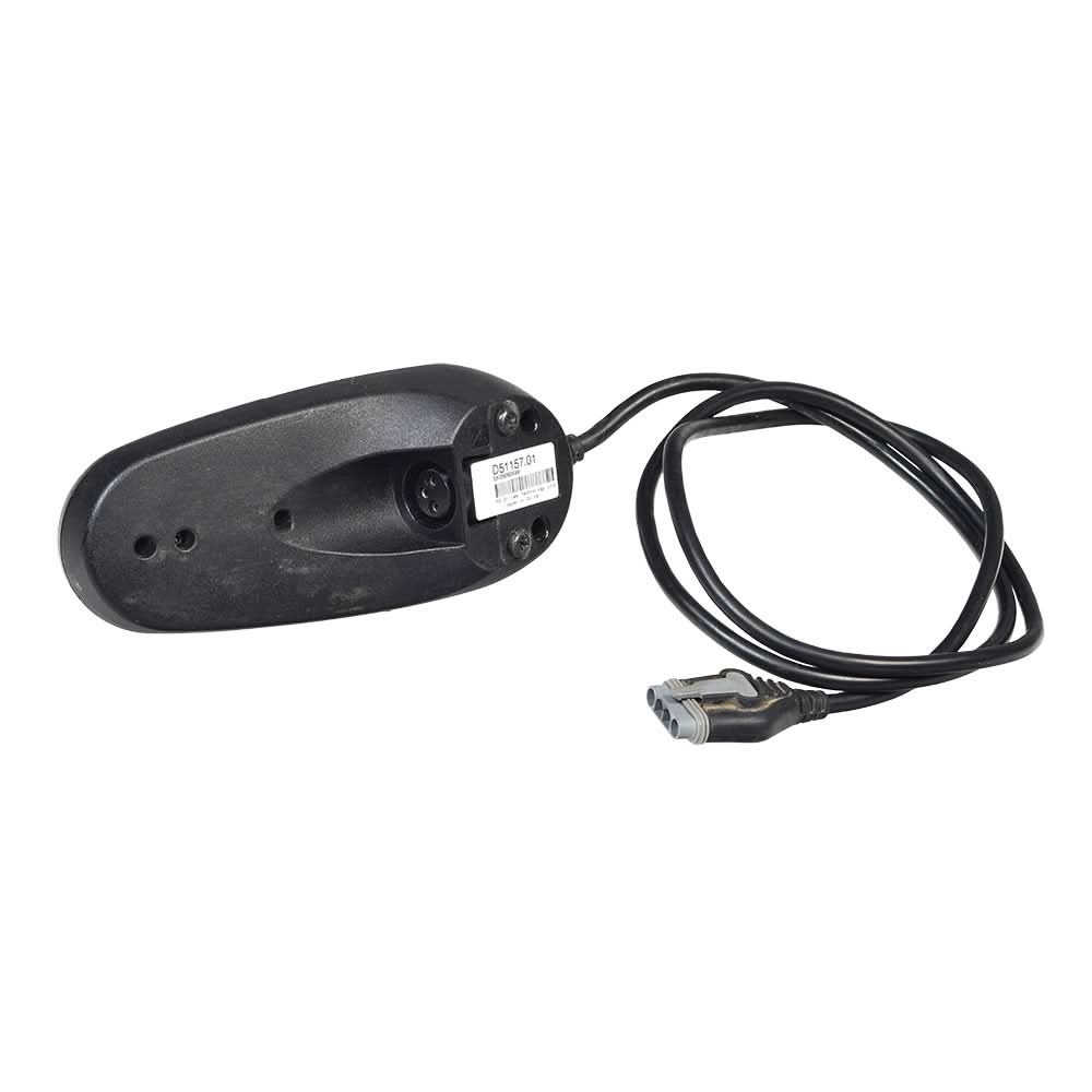 2-Key GC Joystick with 4-Prong Connector for Jazzy Power Chairs (Used), featuring a black device with an attached cable and connector, designed for mobility control in Jazzy power chairs.