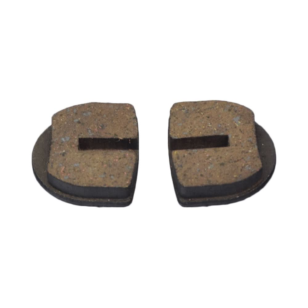 Rounded Brake Pads for Standard & YK2 Flame Calipers (Set of 2) - A pair of rounded disc brake pads, designed for electric dirt bikes and quads, featuring sintered copper flecks for improved performance and longevity.