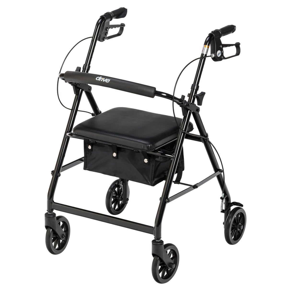 Rollator Rolling Walker with 6" Wheels, Fold Up Removable Back Support and Padded Seat