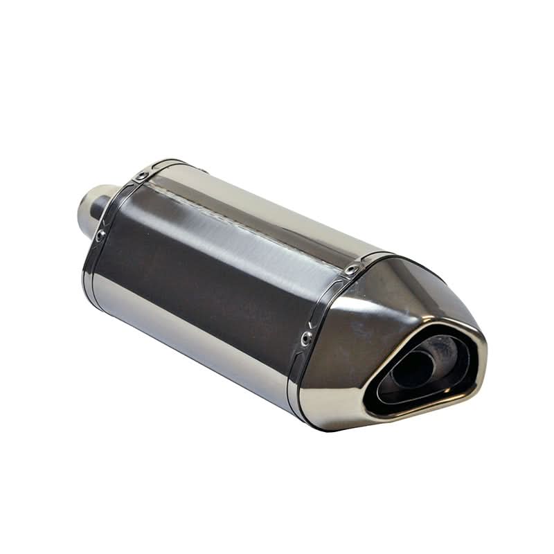 Hex Shape Stainless Steel Exhaust Kit for 125cc & 150cc GY6 Scooters, featuring a sleek silver and black muffler with a five-sided design for enhanced sound quality.