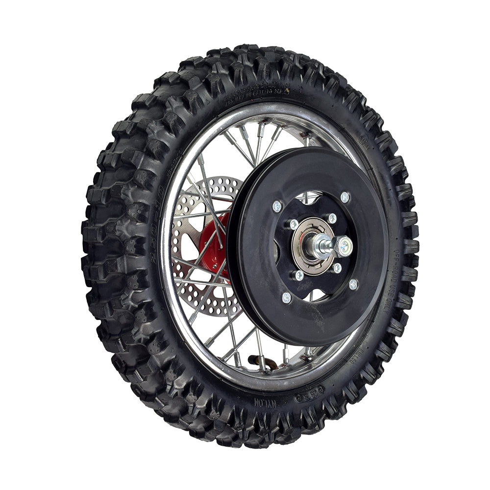 Complete Rear Wheel with Red Hub for the Razor SX500 McGrath Dirt Rocket