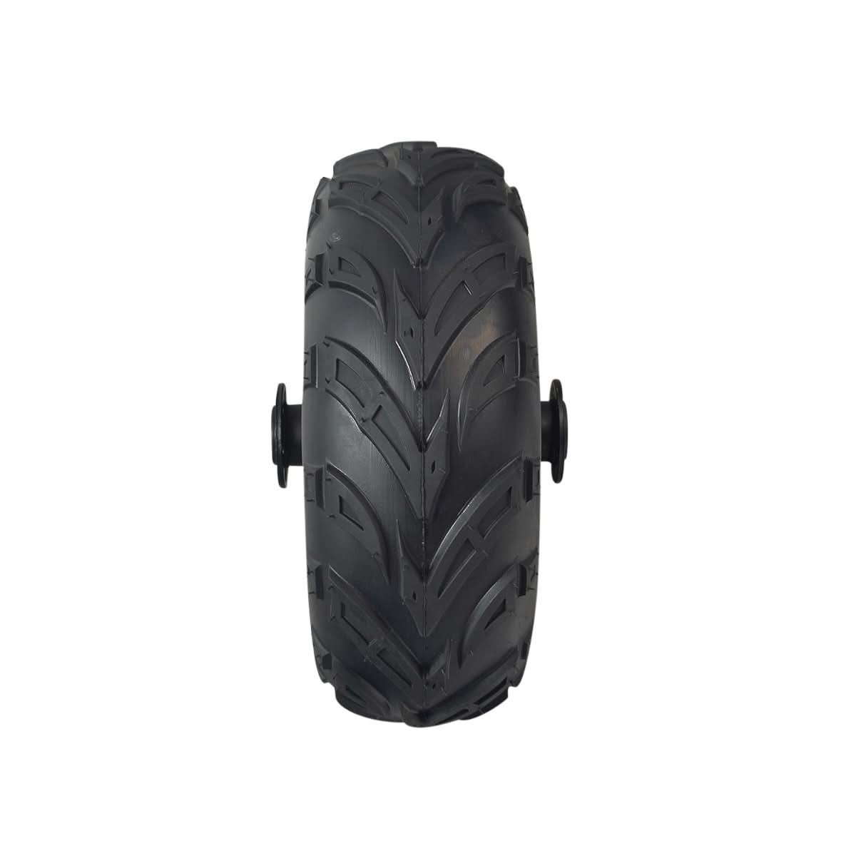 Rear Wheel Assembly for the Massimo MM-MB100 Mini Bike, featuring a steel rim, 145-70-6 tubeless pneumatic tire with directional V tread, and preinstalled 6201RS bearings.