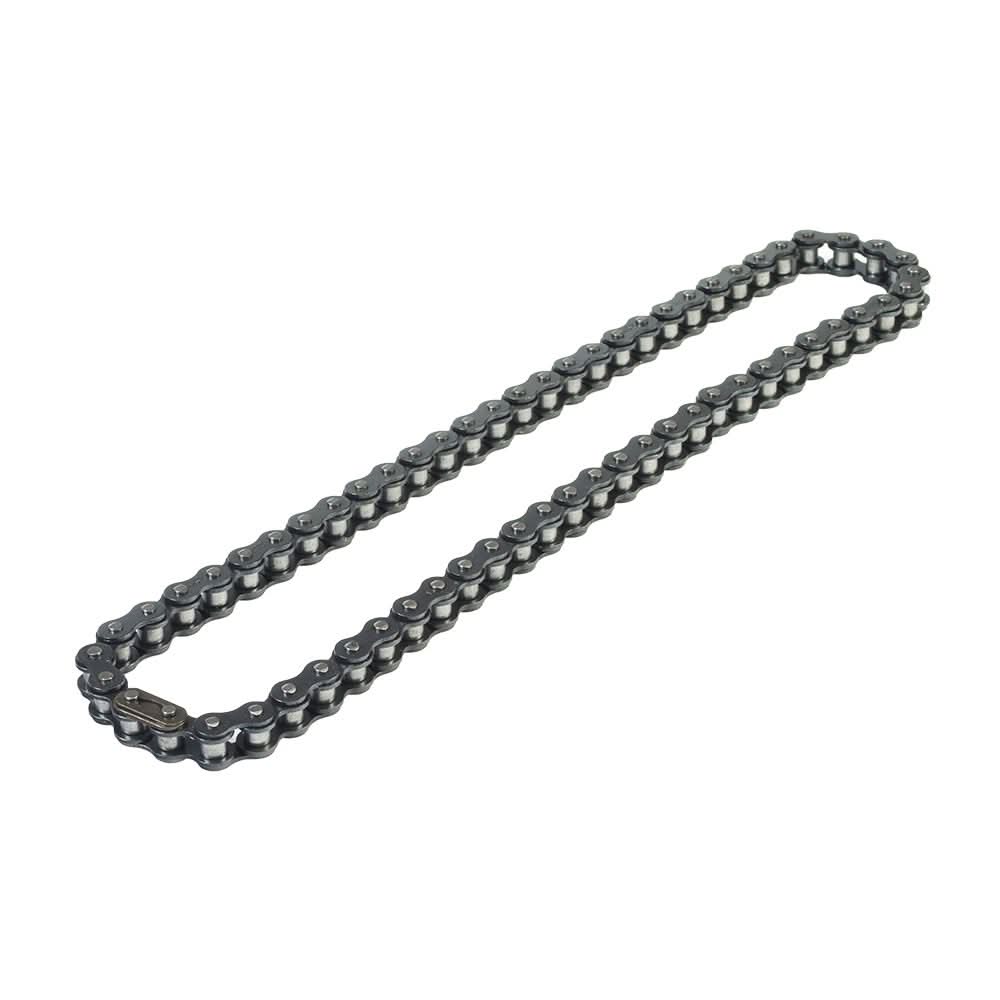 62-Link #428 Drive Chain for the TaoTao GK110 Go-Kart, featuring sturdy metal links displayed on a white background, essential for transferring engine power to the rear axle.