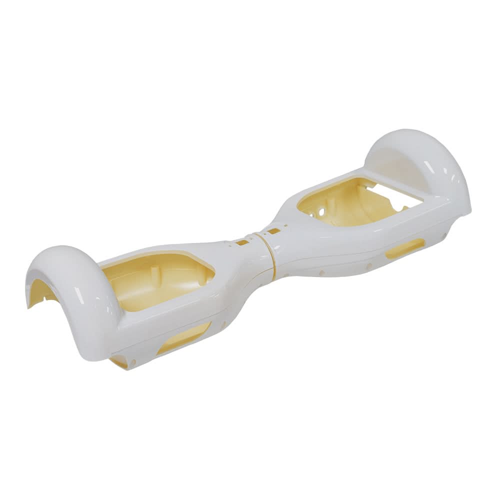 Body Panel Set for Self Balancing Hoverboards: White plastic panels with holes, designed to fit 6.5 wheel hoverboards. Includes two upper and two lower panels for left and right sides.
