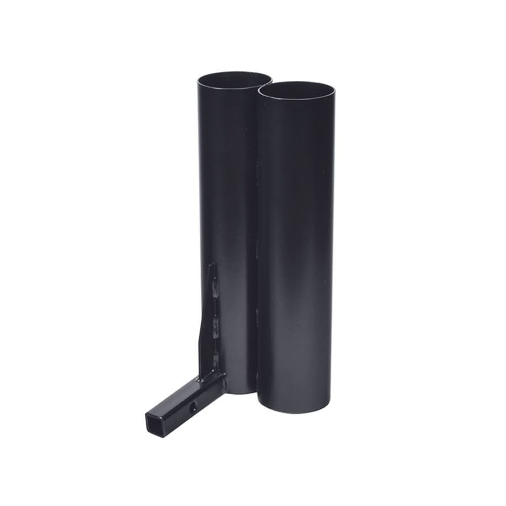Crutch Holder for Pride Mobility Scooters (Blemished) displaying a black metal pipe with a handle and a square piece, designed to securely hold crutches.