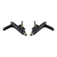 Spindle Steering Knuckle for the Coleman KT196 196cc 6.5 Hp Go-Kart; close-up view of black metal parts, possibly showing minor scuffs or scratches, essential for front suspension.