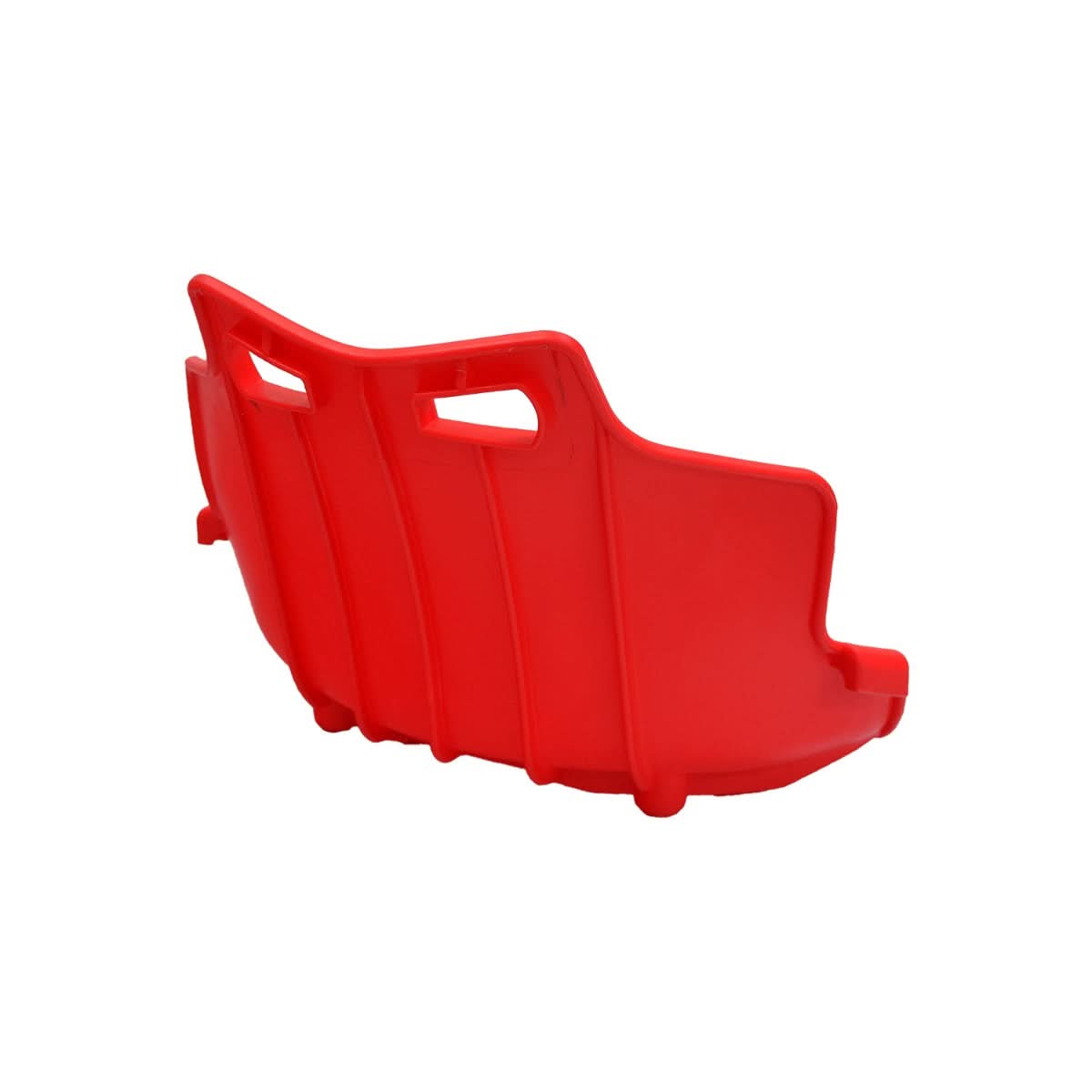 Plastic Seat for the Razor PowerRider 360, featuring sturdy plastic construction with integrated handles for secure grip. This replacement seat fits seamlessly, offering a durable upgrade without original decals or markings.