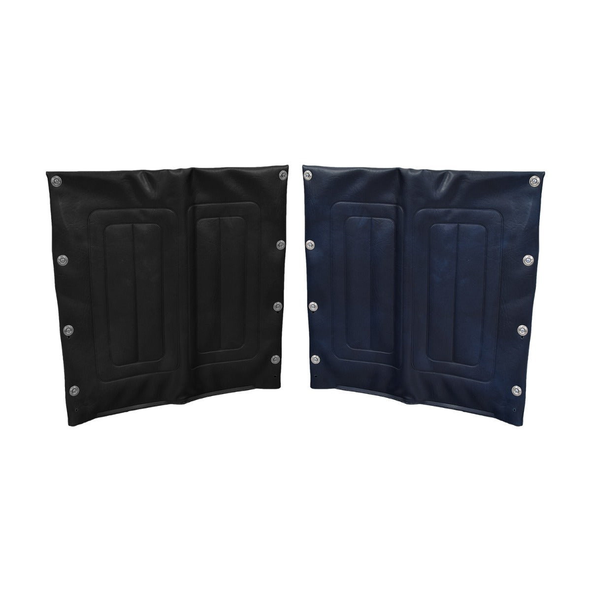 18W x 16H Vinyl Seat Back for Wheelchairs, featuring a sleek black leather surface with silver rivets and easy-to-clean upholstery, designed for Invacare but adaptable to other brands.