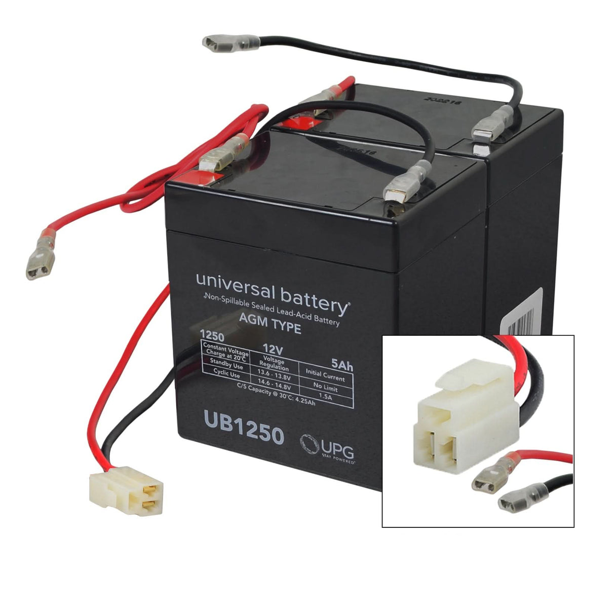 24 Volt Battery Pack for the Razor E175, featuring a black battery with red and white wires and a close-up of the wiring harness and plugs.