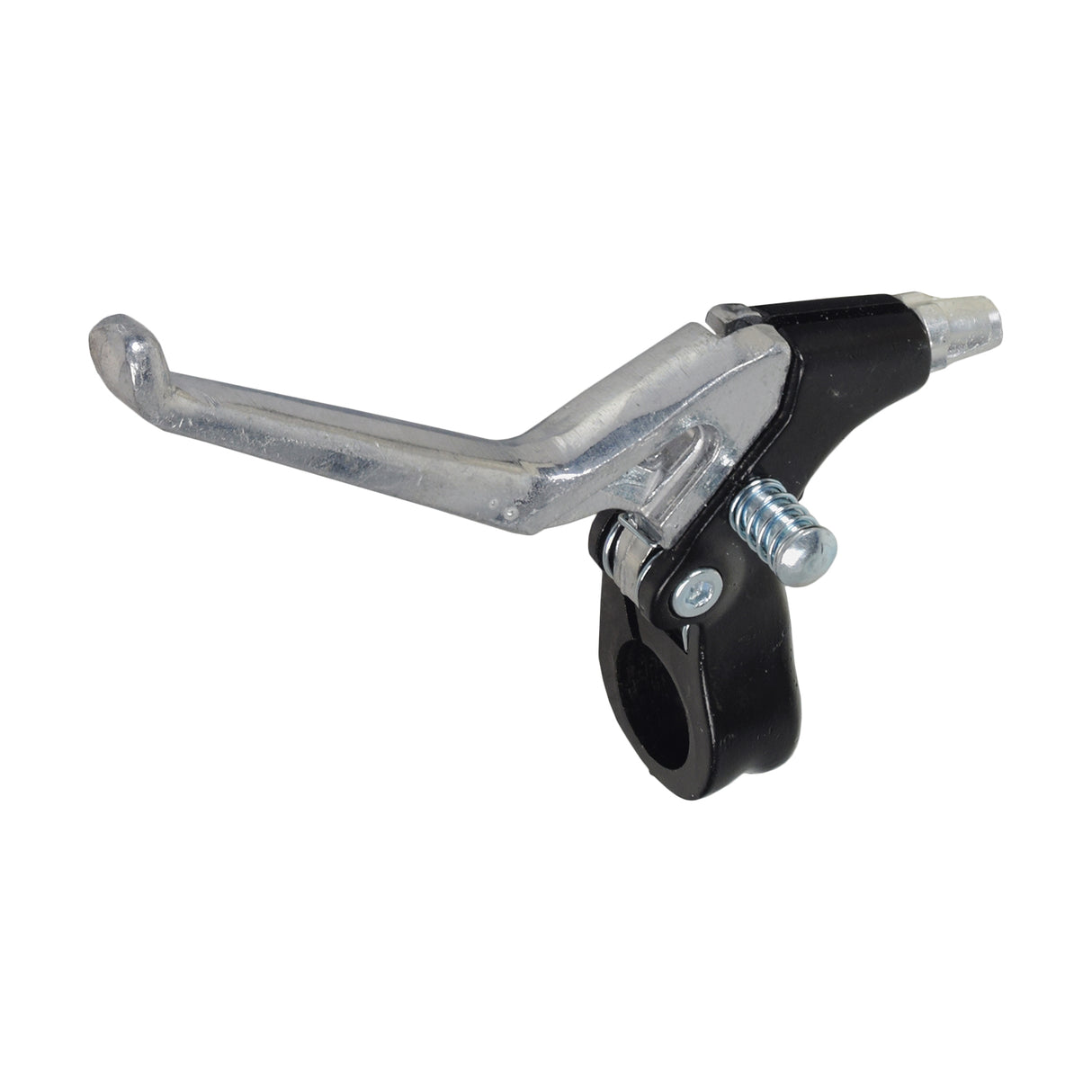 Clutch Lever for 48cc - 80cc 2-Stroke Bicycle Engine Kits mounted on a handlebar, featuring close-up views of the lever mechanism and screws for engaging the clutch assembly.