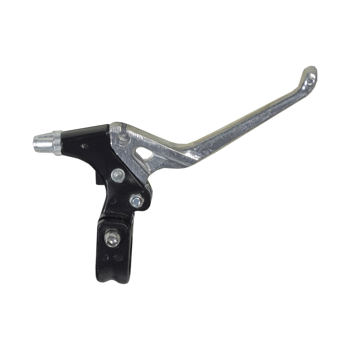 Clutch Lever for 48cc - 80cc 2-Stroke Bicycle Engine Kits shown as a close-up of the black and silver lever mounted on a handlebar.