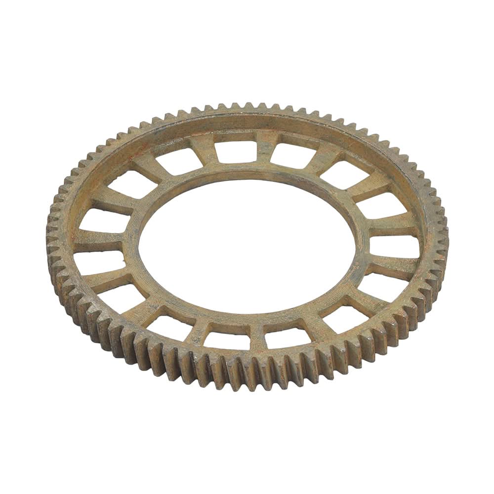 Close-up view of the Clutch Gear with Friction Pads for 48cc/80cc Gas Bicycle Engines, showcasing the intricate metal bevel gear design essential for transferring engine motion to the chain sprocket.