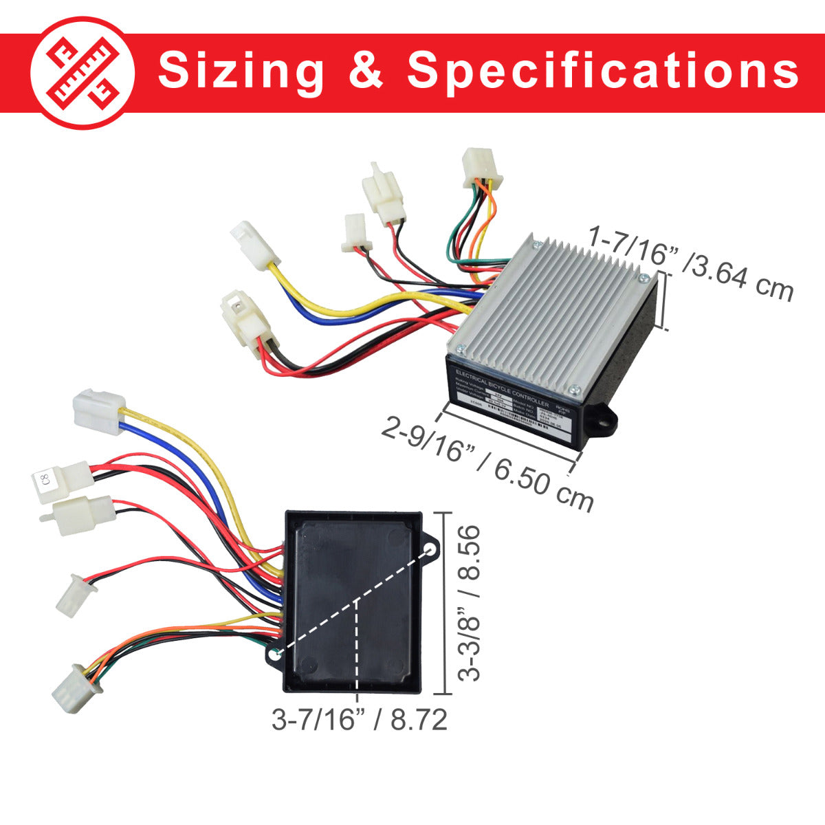 Razor Pocket Mod (Versions 13-44) HB2430-TYD6-FS 6-Wire Throttle & Control Module Bundle showing a close-up of the black controller and colored wires with connectors.
